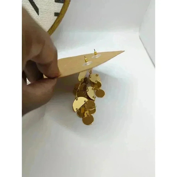 NEW J.Crew Gold Tone Dangle Geometric Shapes Lightweight Metal Earrings 25901 - Picture 5 of 7